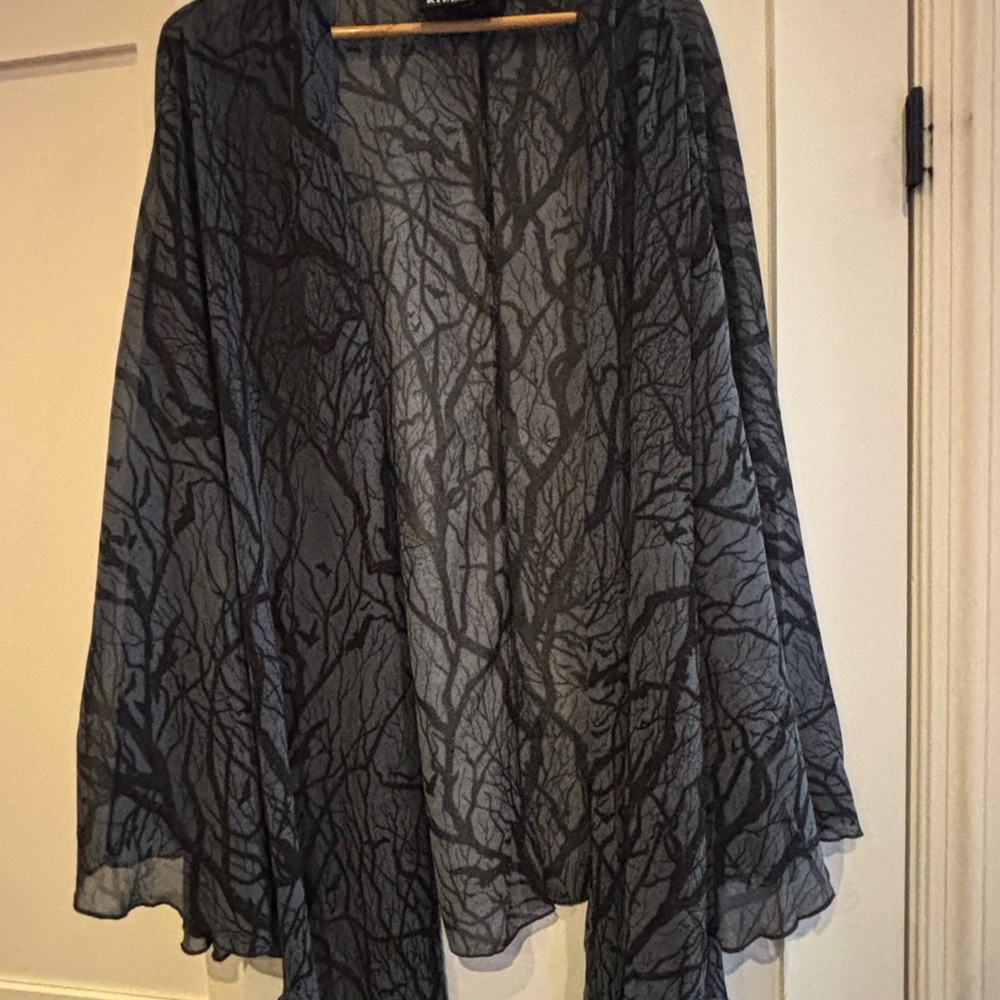Killstar Black and Gray Tree Pattern batwing goth top